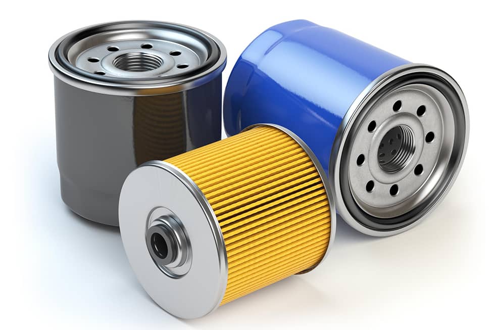 Drei Verschiedene Autofilter Ölfilter In Schwarz Und Blau, Kraftstofffilter In Gelb Drei Verschiedene Autofilter Ölfilter In Schwarz Und Blau, Kraftstofffilter In Gelb