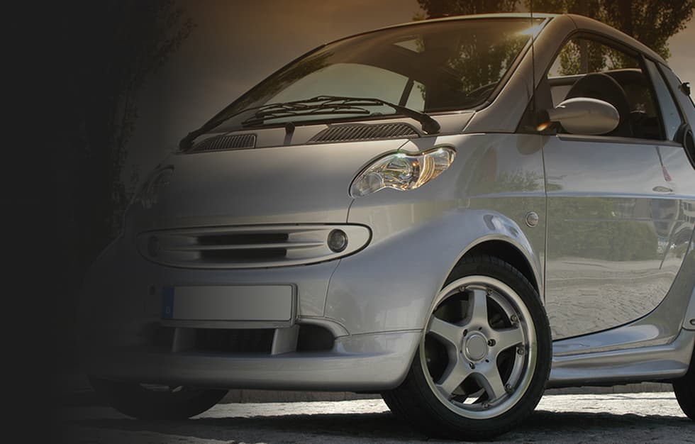 Silberner Smart Cabrio Mit Geöffnetem Verdeck